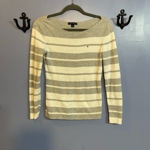 Tommy Hilfiger Pull-Over Sweater Woman’s White/Gray Striped Size Small